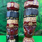 Genuine Hand Carved Jamaican Wooden Tiki Totem Head Figurines Tiki Décor Pair