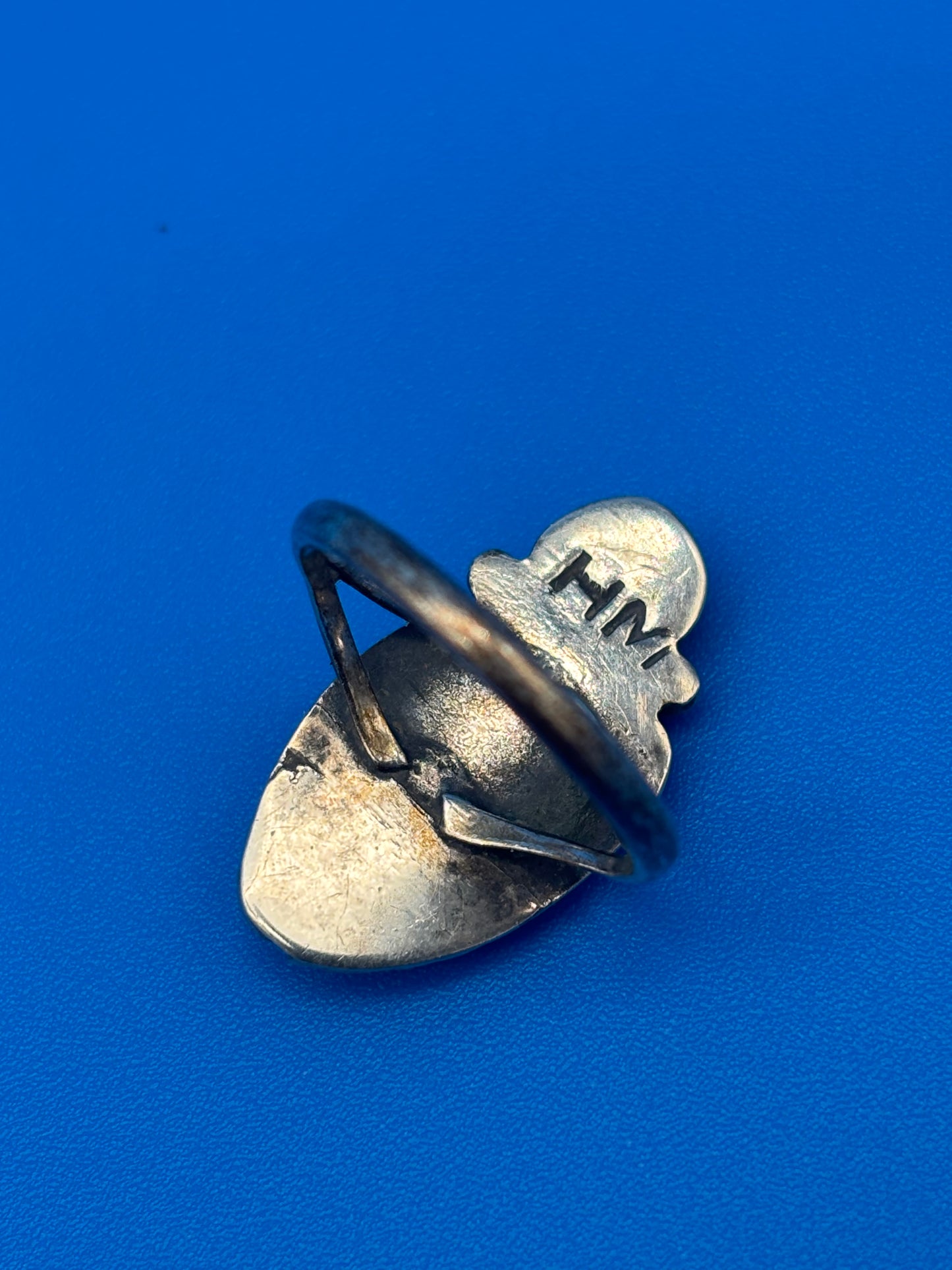 VTG Henry Mariano HM Navajo Sterling Silver Turquoise Coral Ring Size 8