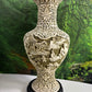 A Fabulous Chinese Cinnabar Intricate Asian Relief 15 Inch Vase W/Wood Stand/Base