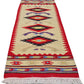 Vintage Southwestern Wool Runner Rug Navajo Style Handwoven Red Cream Tribal Hallway Rug 3.3’ x 1.4’