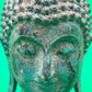 Vintage Thai Bronze Buddha Head Sculpture Flame Ushnisha Patina Wood Stand
