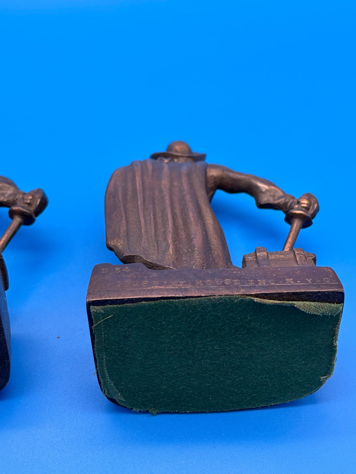 Pair of Antique Vtg 1928 Bronze finish Cast Iron Pirate Bookends Gift House NY