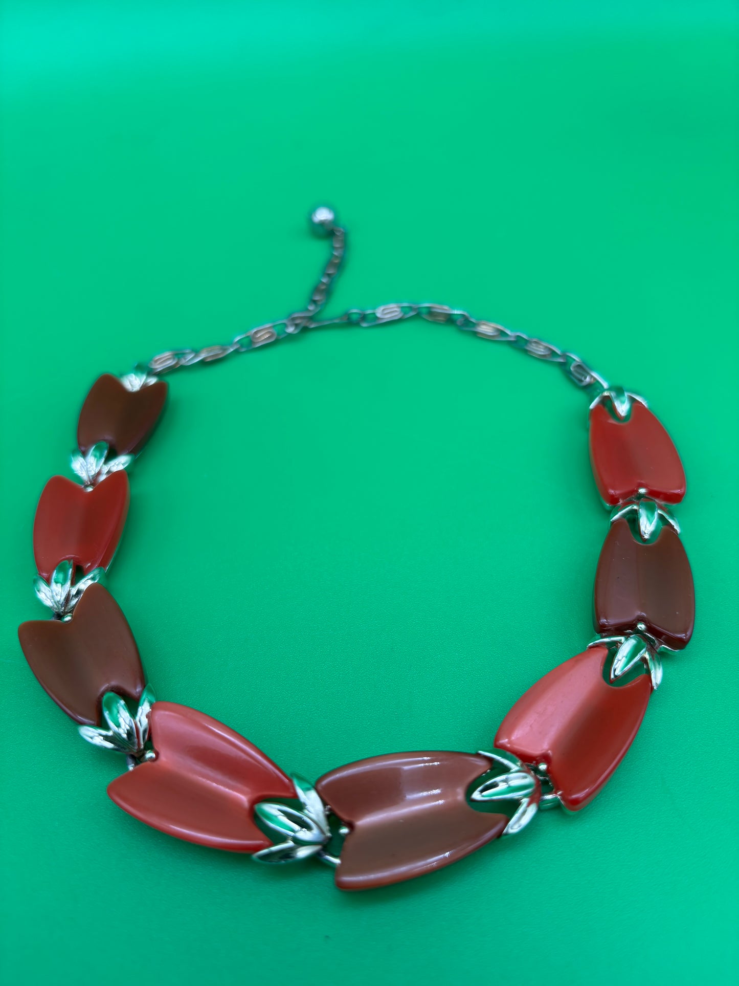 Stunning Vintage Signed LISNER Cherry Red Thermoset Necklace 17” Mid-Century
