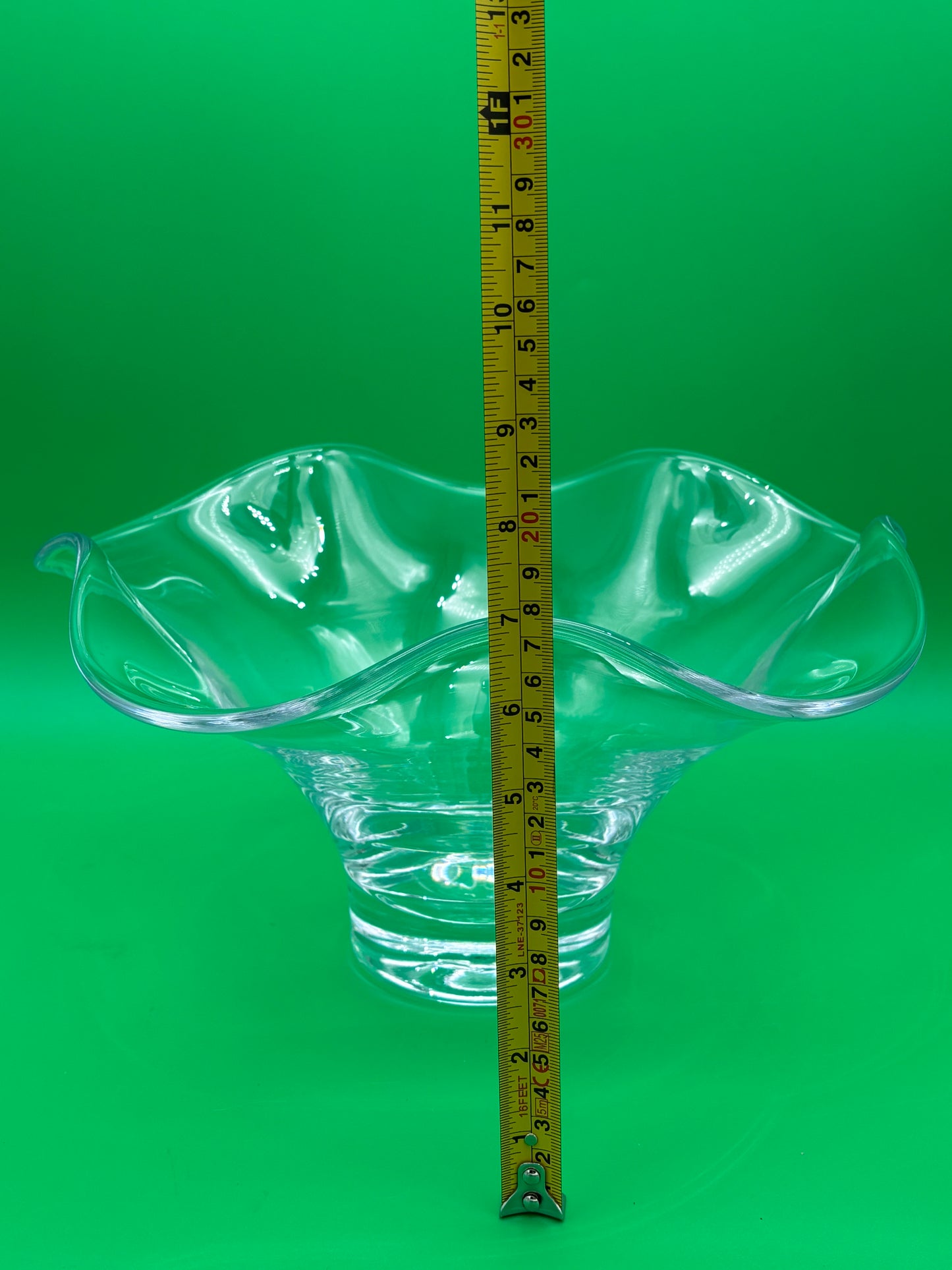 Simon Pearce Chelsea Large 12.5” Ruffled Rim Hand Blown Glass Bowl USA