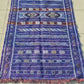 Rare Handwoven Vintage Moroccan Soumak Kilim Wool Rug – Purple Tribal Flatweave – 3’8” x 2’1”