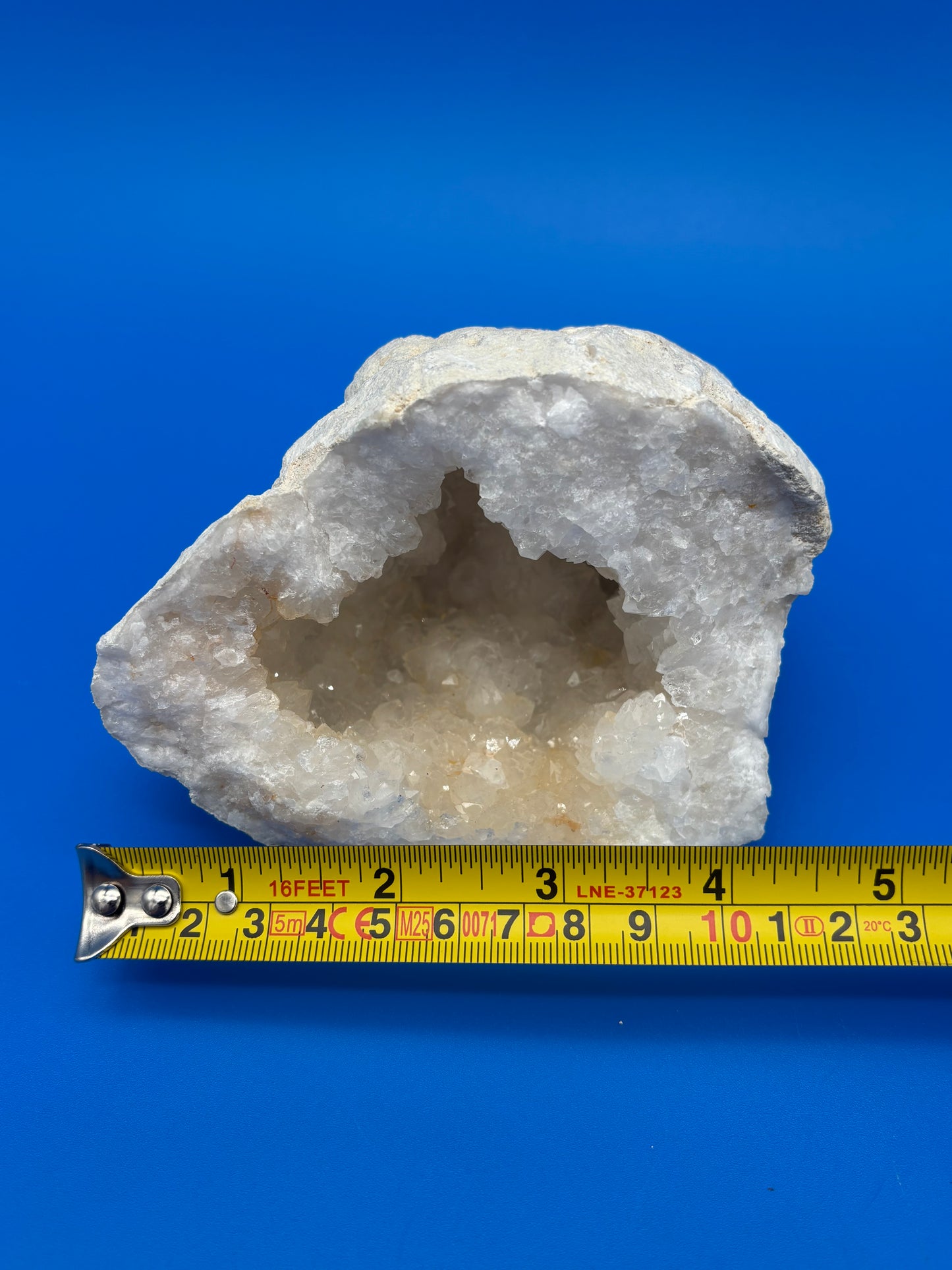 Natural White Quartz Crystal Geode Cave Druzy Mineral Specimen 4.25” Display