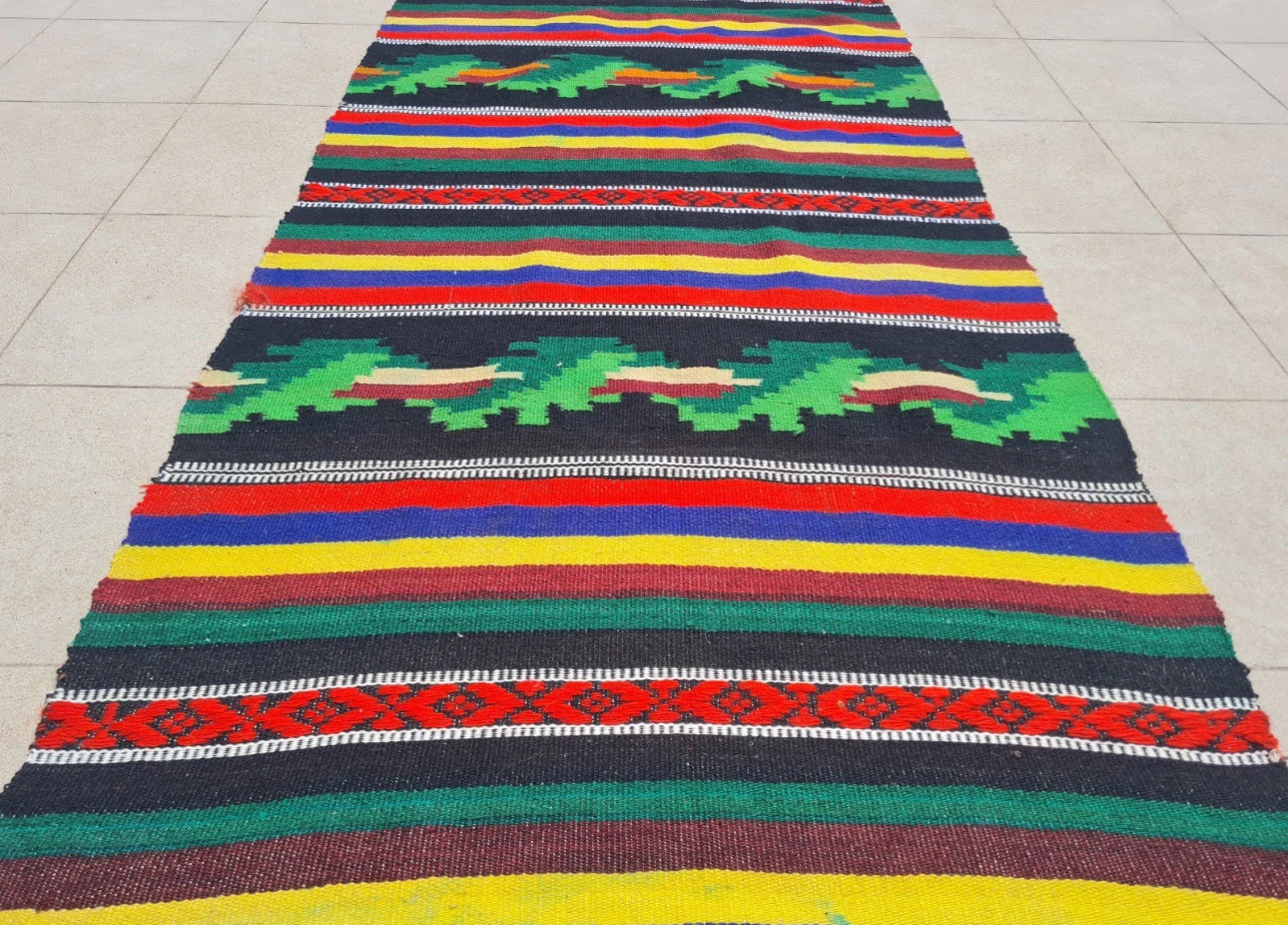 Rare Hand Knotted Vintage Russian Julkrus Kilim Kilm Wool Area Rug 5 x 3 Ft