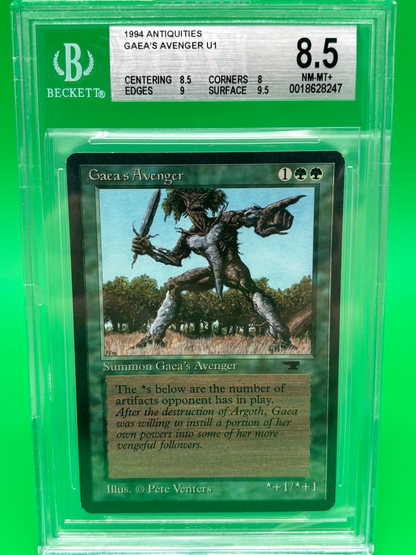 1994 Magic The Gathering Antiquities Gaea’s Avenger U1 BGS 8.5 NM-MT+ MTG