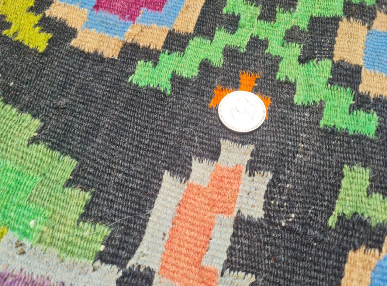 Hand Knotted Vintage Russian Julkrus Kilim Kilm Wool Area Runner Rug 7 x 3 Ft