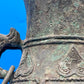 Chinese Archaistic Bronze Hu Vase Elephant Head Ring Handles Figural 11”