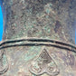 Chinese Archaistic Bronze Hu Vase Elephant Head Ring Handles Figural 11”