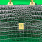 Vintage Vivage Black Croc Embossed Leather Briefcase Satchel Gold Hardware Key