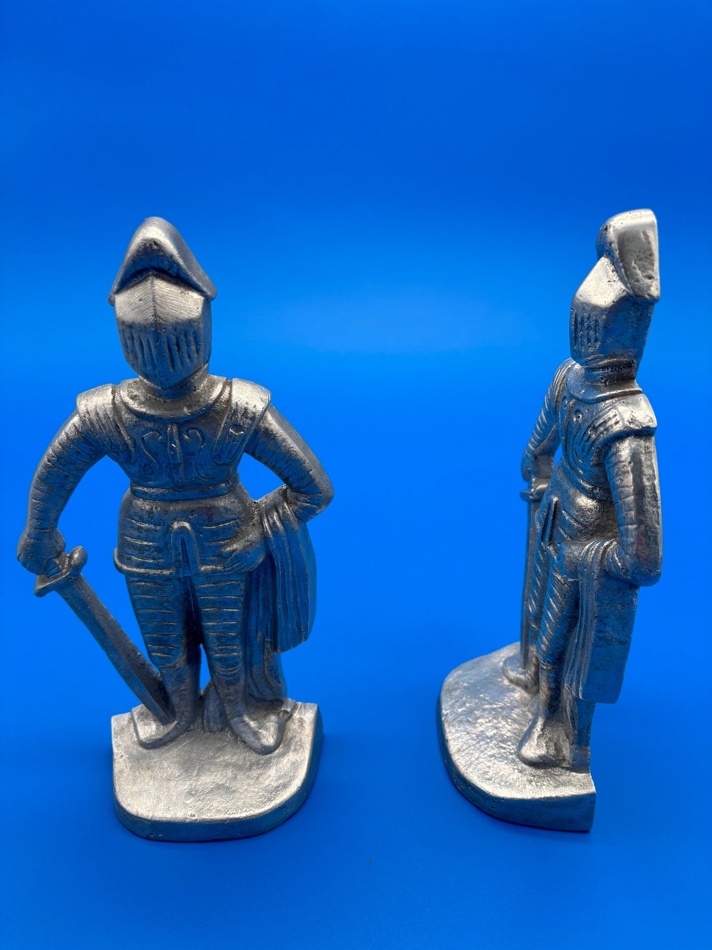 Aluminum Cast Knights Pair Vintage 9"H. Bookends
