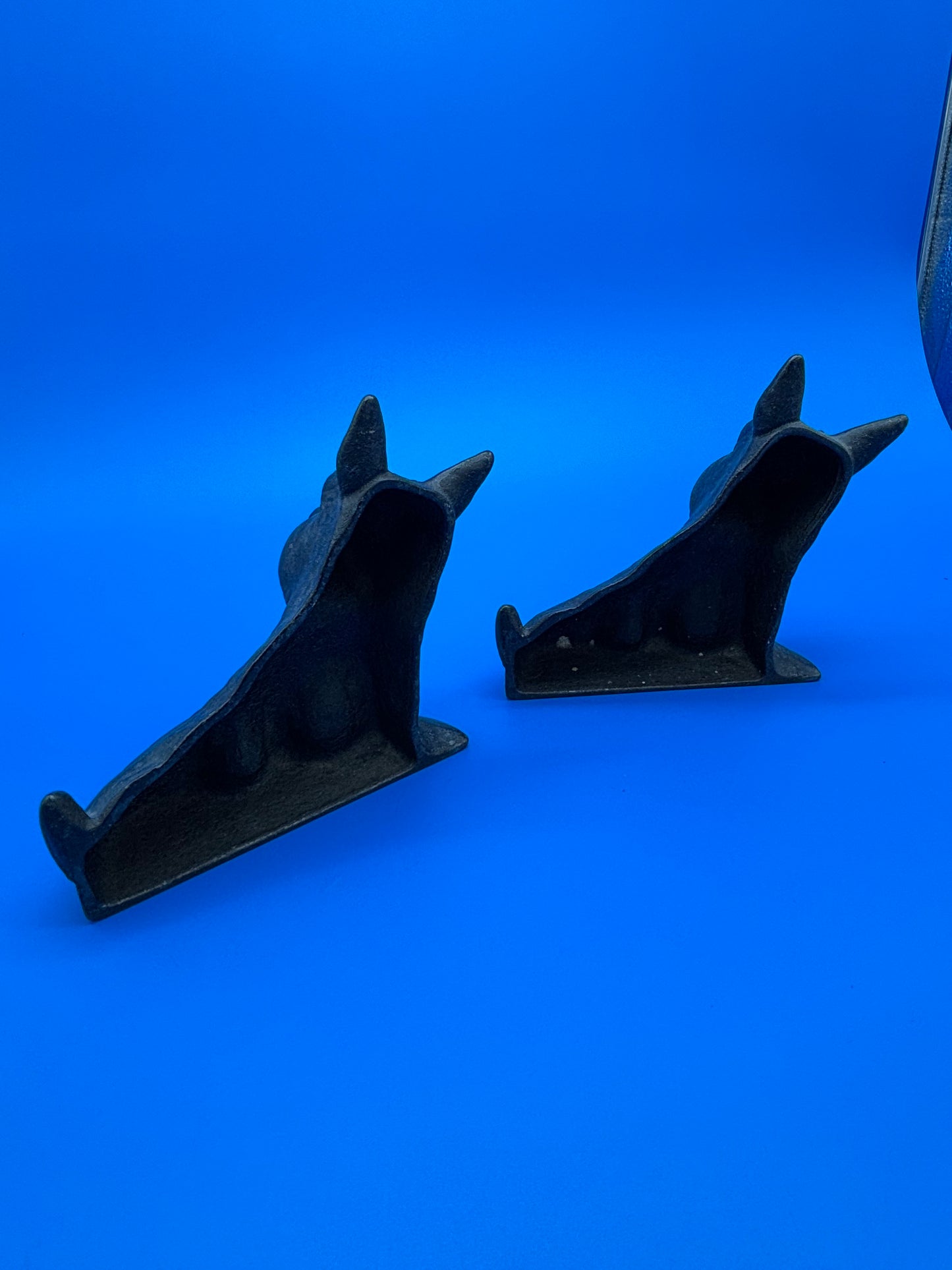 Antique Pair Black Wrought Cast Iron Scottie Dog Bookends