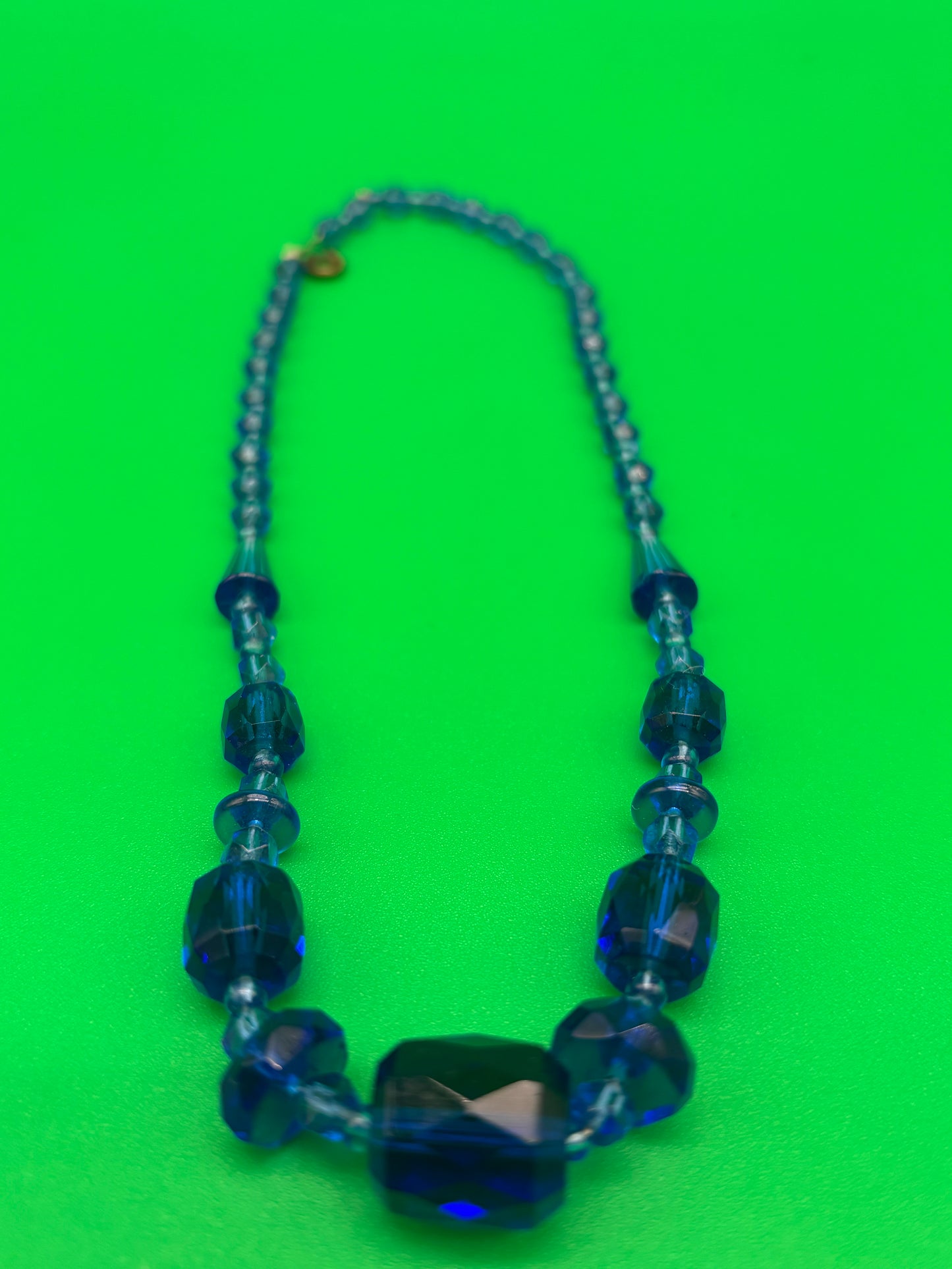 Vintage Faceted Blue Glass Necklace
