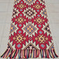 Handwoven Kilim Style Runner Rug Red Geometric Tribal Southwestern Fringe Accent Rug 5.3’ x 2.6’
