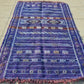 Rare Handwoven Vintage Moroccan Soumak Kilim Wool Rug – Purple Tribal Flatweave – 3’8” x 2’1”