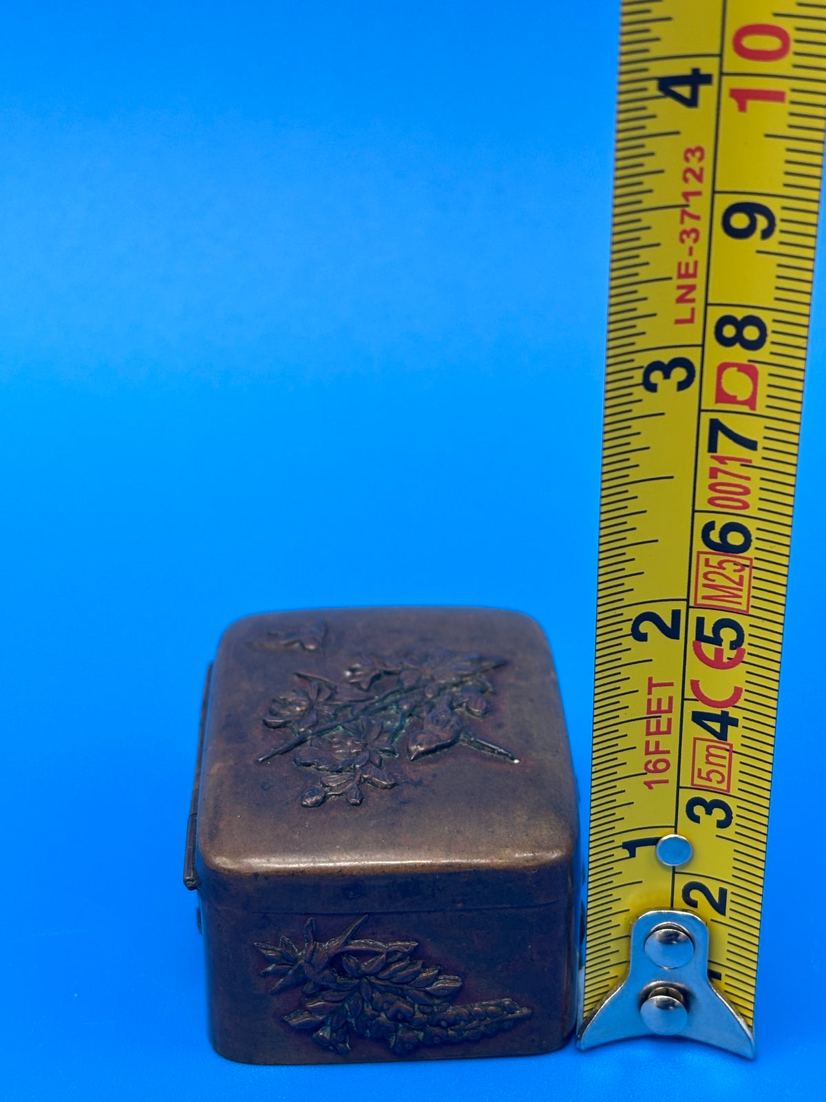 Antique Japanese Meiji Mixed Metal Bronze Brass Trinket Box Bird Flowers