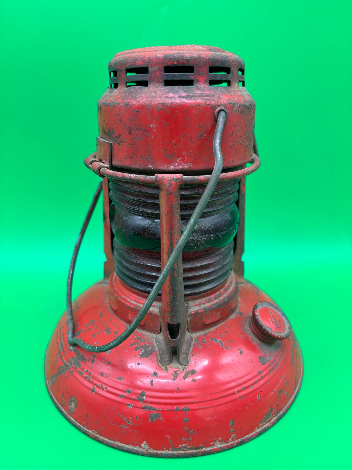 Vintage Dietz No. 0 Red Globe Kerosene Lantern Antique Tubular Railroad Barn Lamp