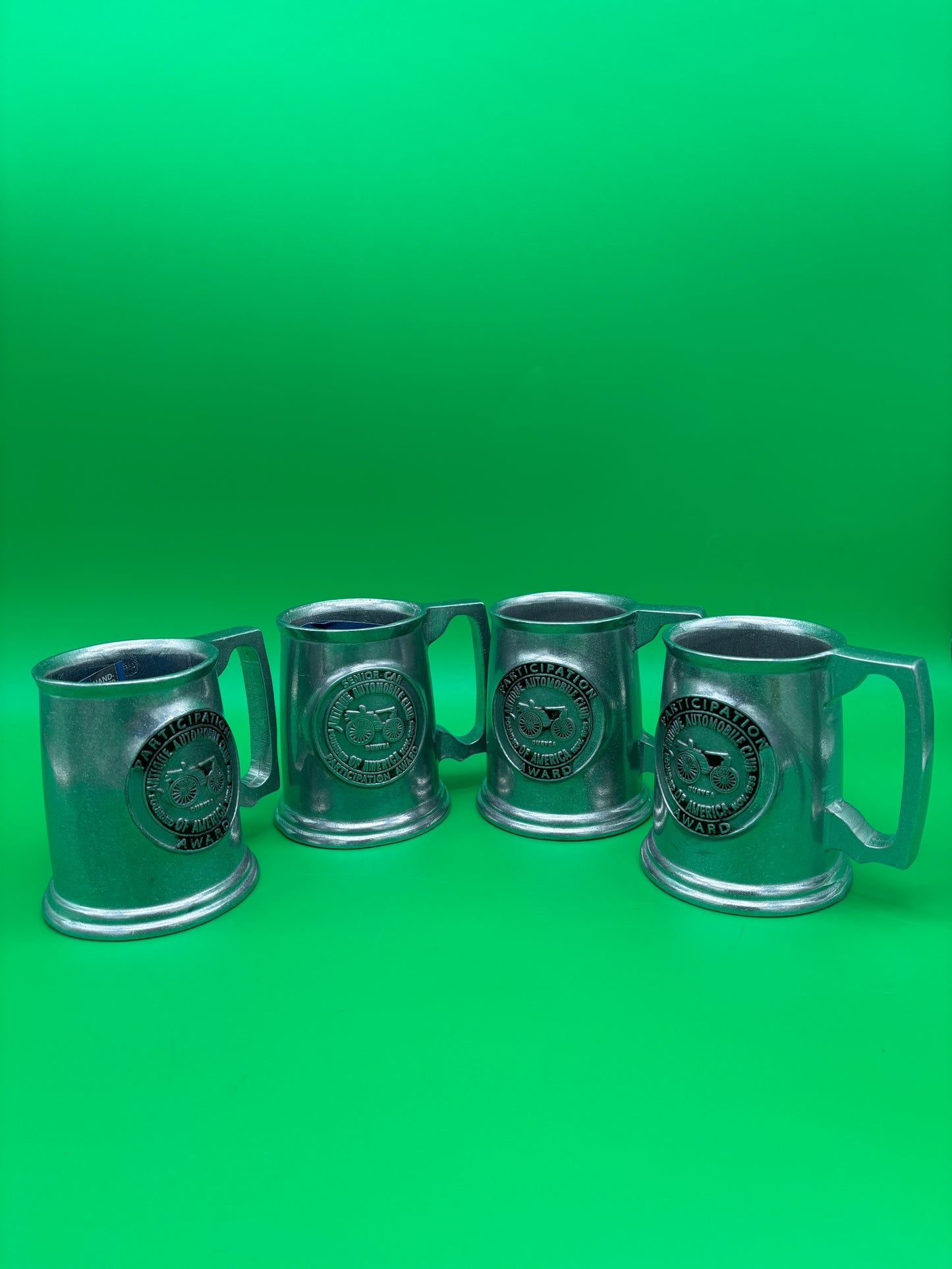 Lot 4 Vintage AACA Antique Automobile Club Award Mugs Pewtarex Style Aluminum