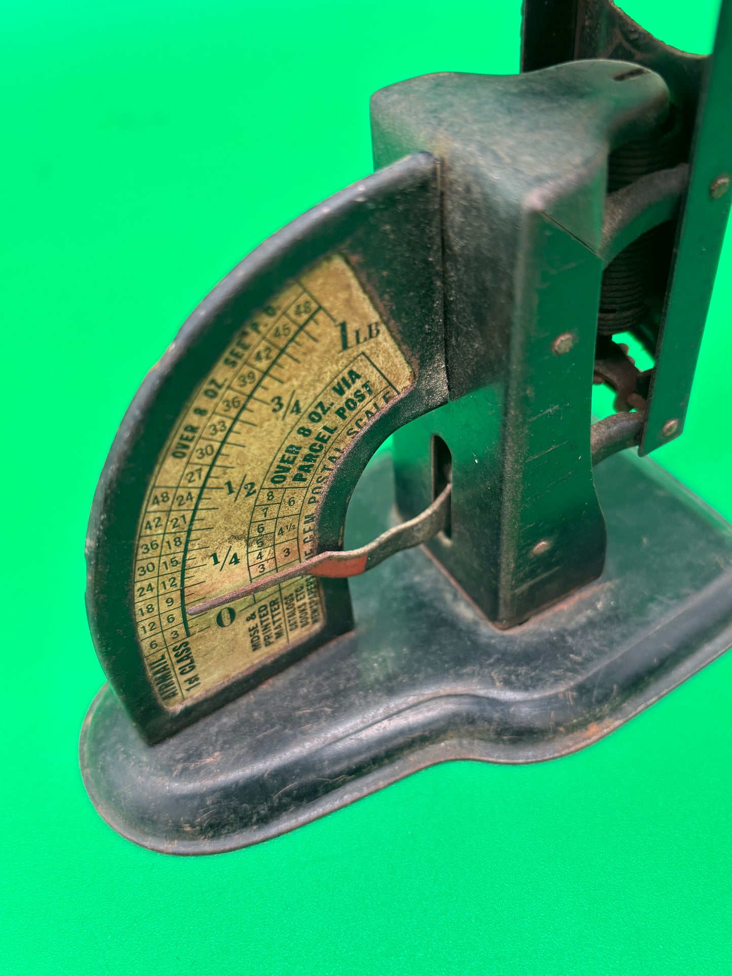 Antique “The GEM” U.S. Postal Letter Scale Desk Office Cast Iron c1910s Parcel Post Rate Chart