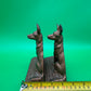 Vintage Art Deco German Shepherd Dog Bookends Pair Cast Iron Bronze Finish Heavy 6”
