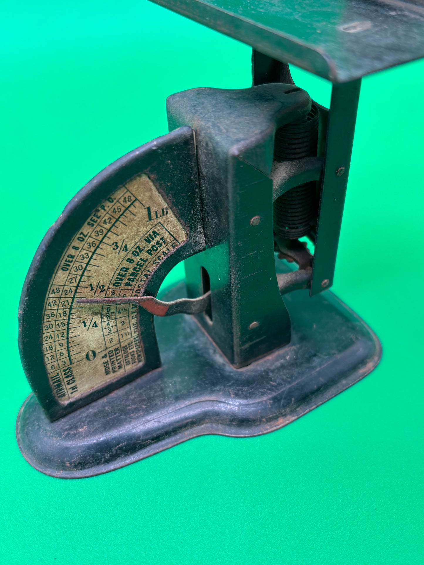 Antique “The GEM” U.S. Postal Letter Scale Desk Office Cast Iron c1910s Parcel Post Rate Chart