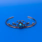 Vintage Sterling Silver Turquoise Cuff Bracelet Openwork Southwestern Design