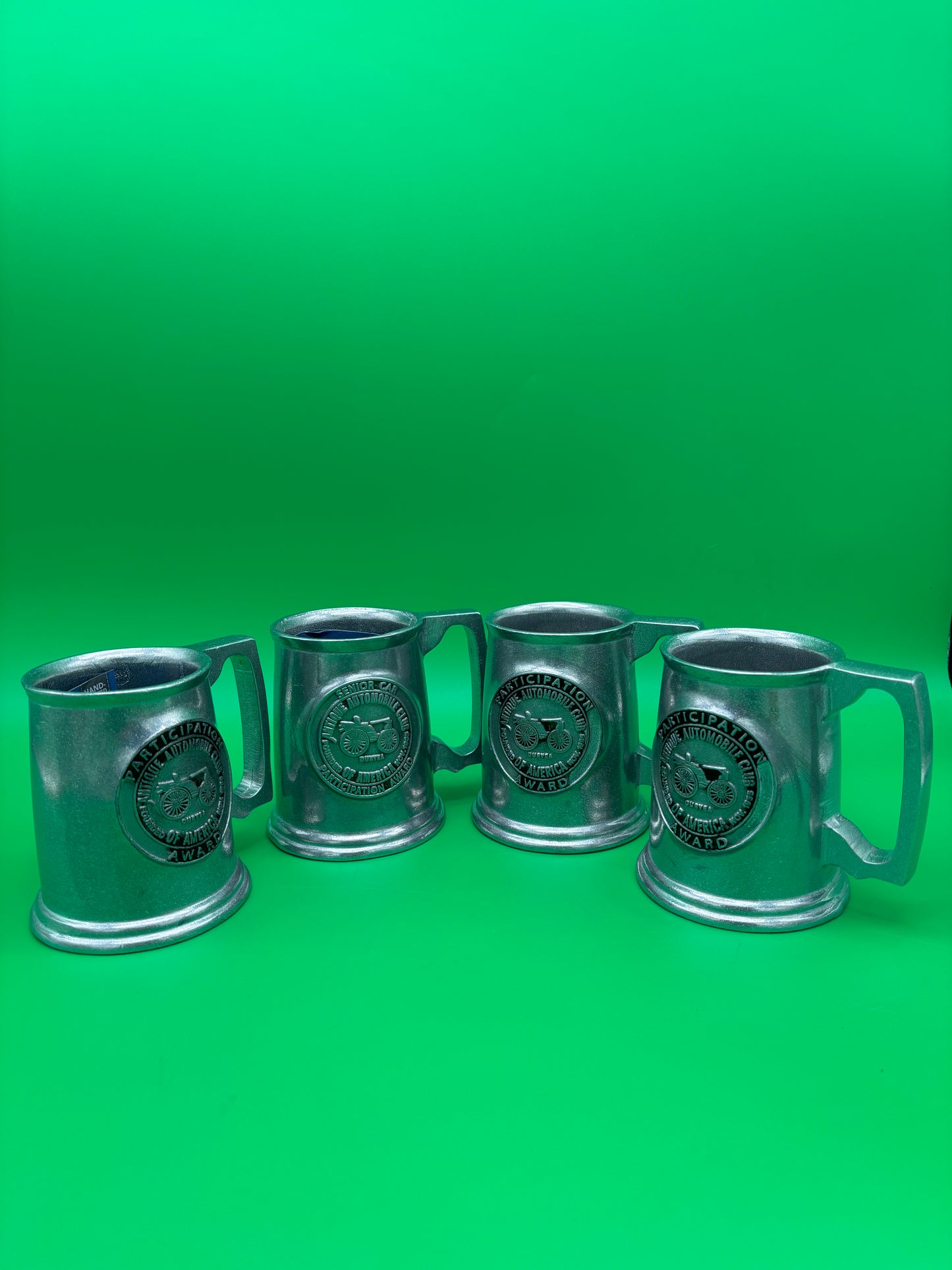 Lot 4 Vintage AACA Antique Automobile Club Award Mugs Pewtarex Style Aluminum