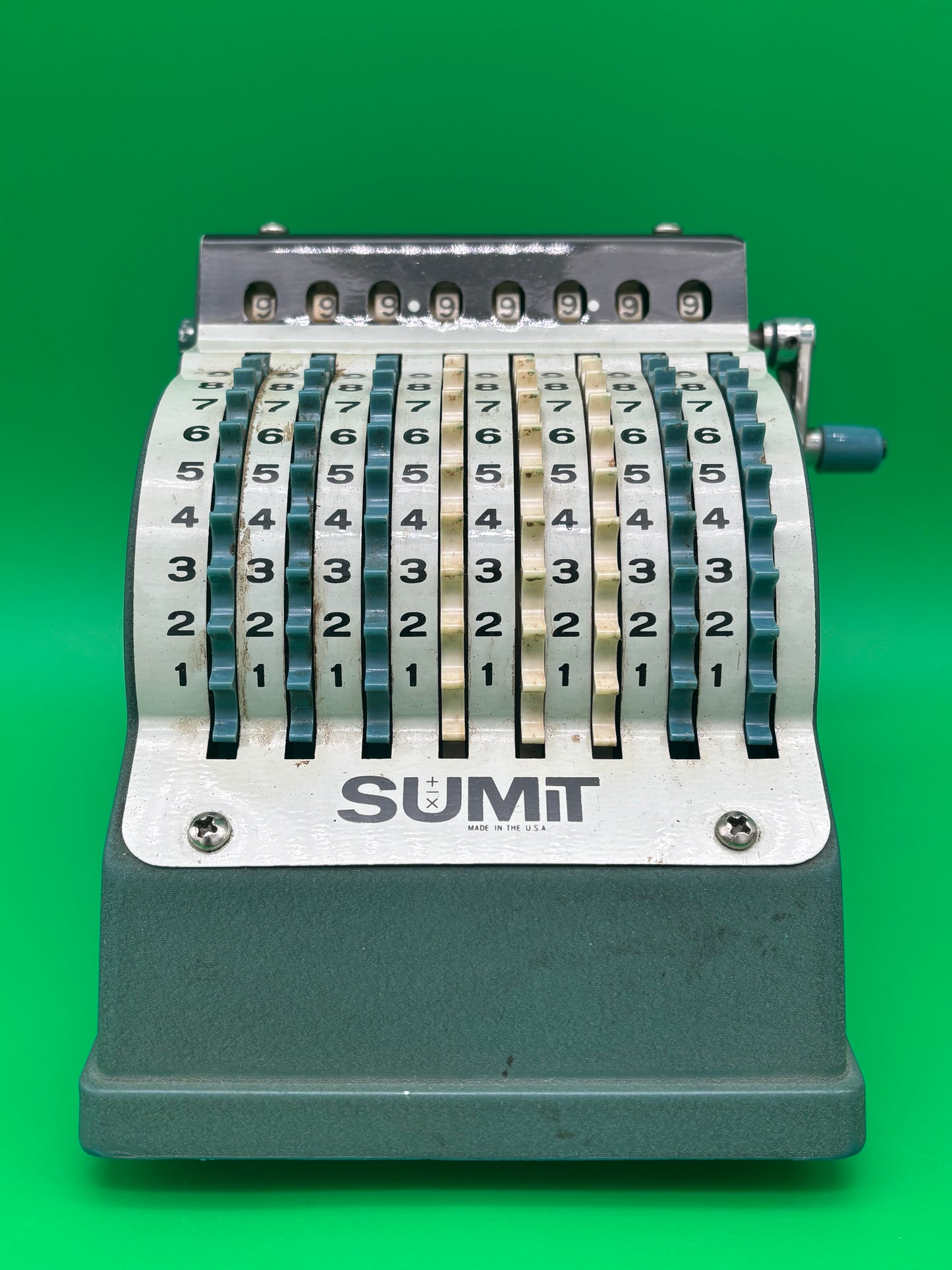 Vintage SUMIT Manual Adding Machine Calculator w/ Original Box Directions Pearl NY