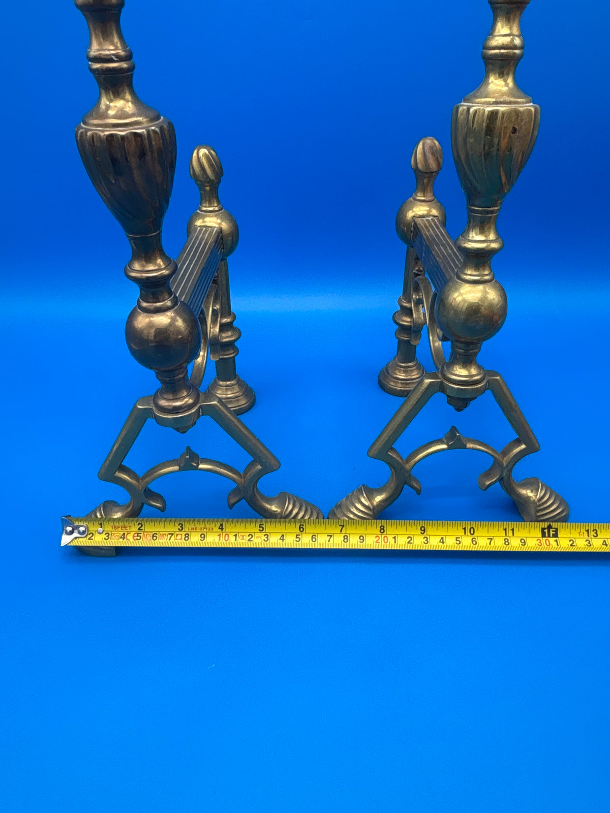Vintage Brass Fireplace Andirons / Fire Dogs – Matching Pair