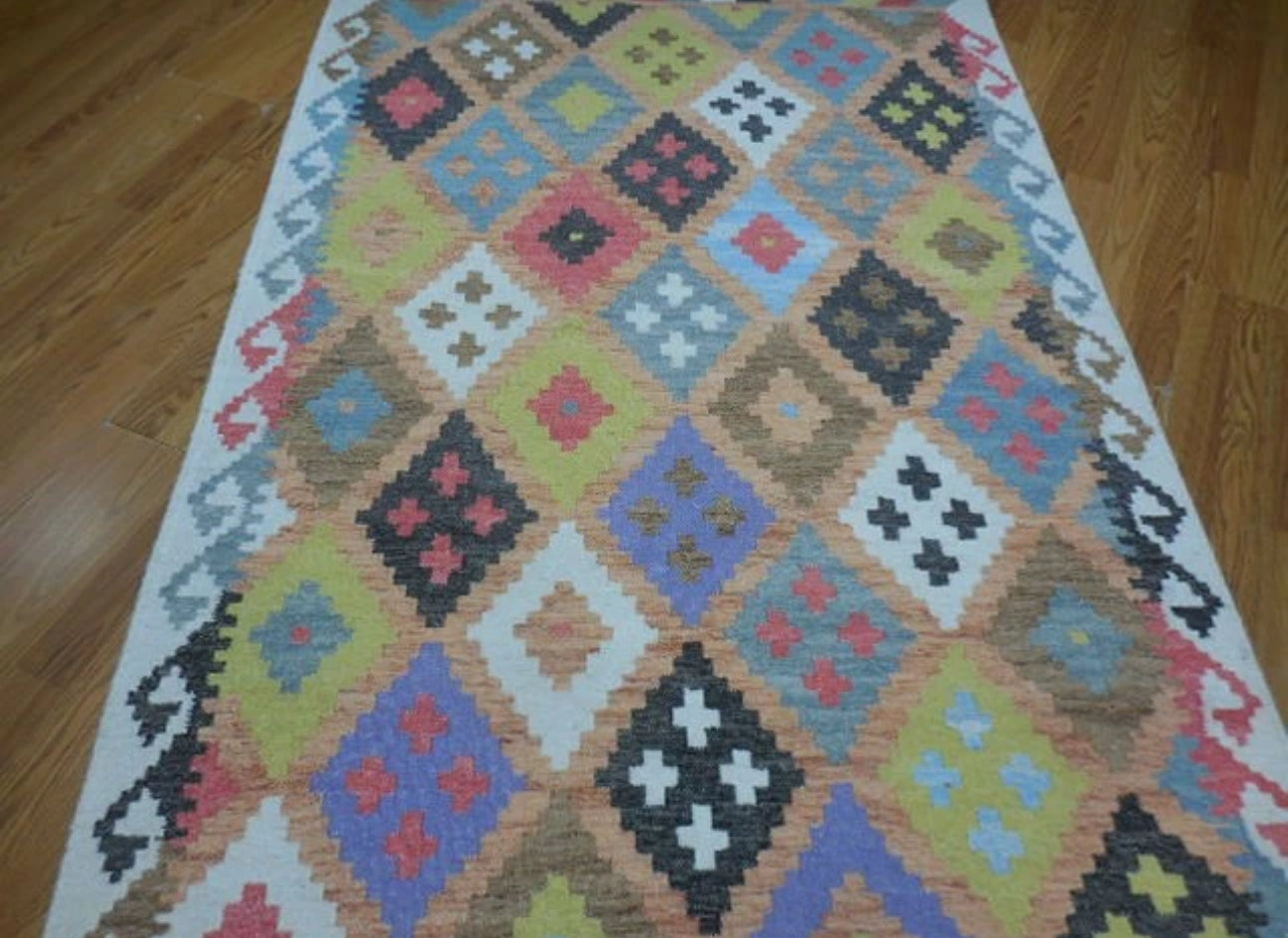 Turkish Oushak Rug, Flat Weave Oushak Rug, Handmade Bohemian Rug, 4x6