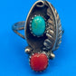 VTG Henry Mariano HM Navajo Sterling Silver Turquoise Coral Ring Size 8