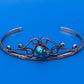 Vintage Sterling Silver Turquoise Cuff Bracelet Openwork Southwestern Design