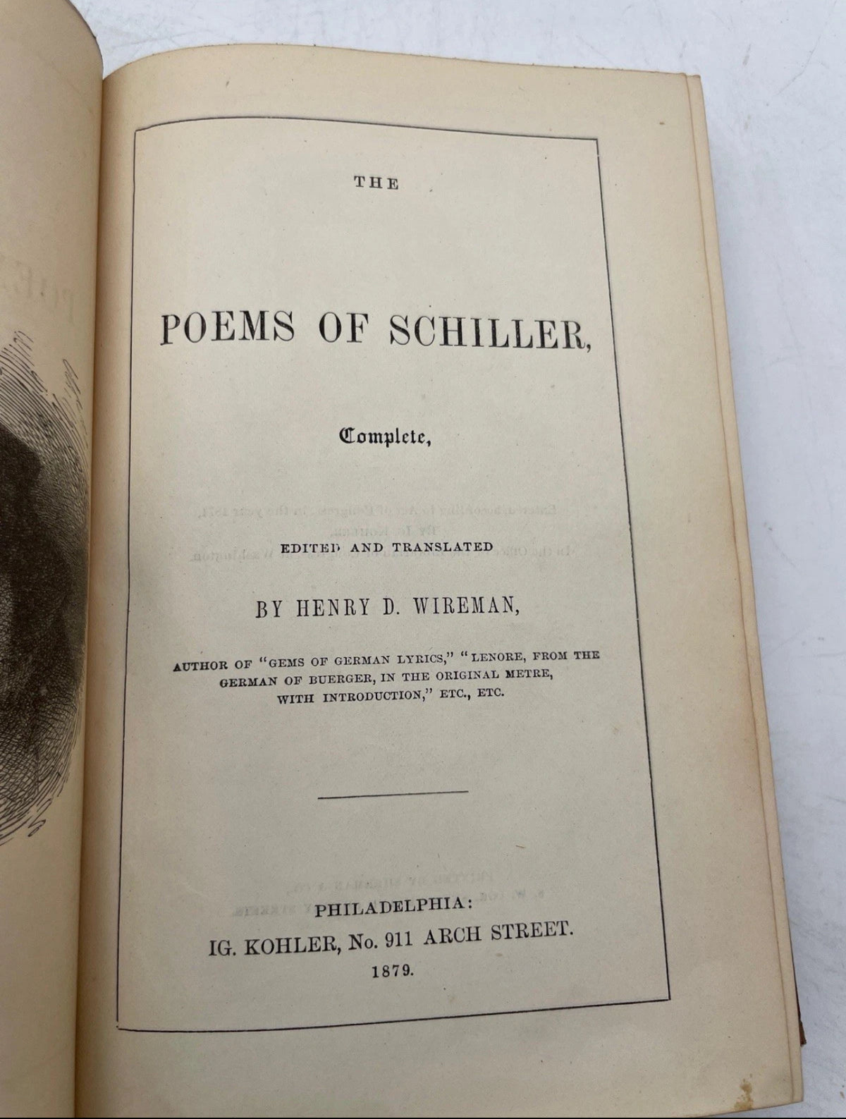 1879 Poems of Schiller Henry D Wireman Illustrated Antique Victorian Gilt Book