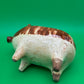 Antique Vintage Yellowware Piggy Bank Stoneware Mocha Drip Glaze Hole Eyes