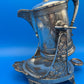 Antique Pairpoint Quadruple Plate Victorian Tilting Ice Water Pitcher & Stand Bird Grape 1826½
