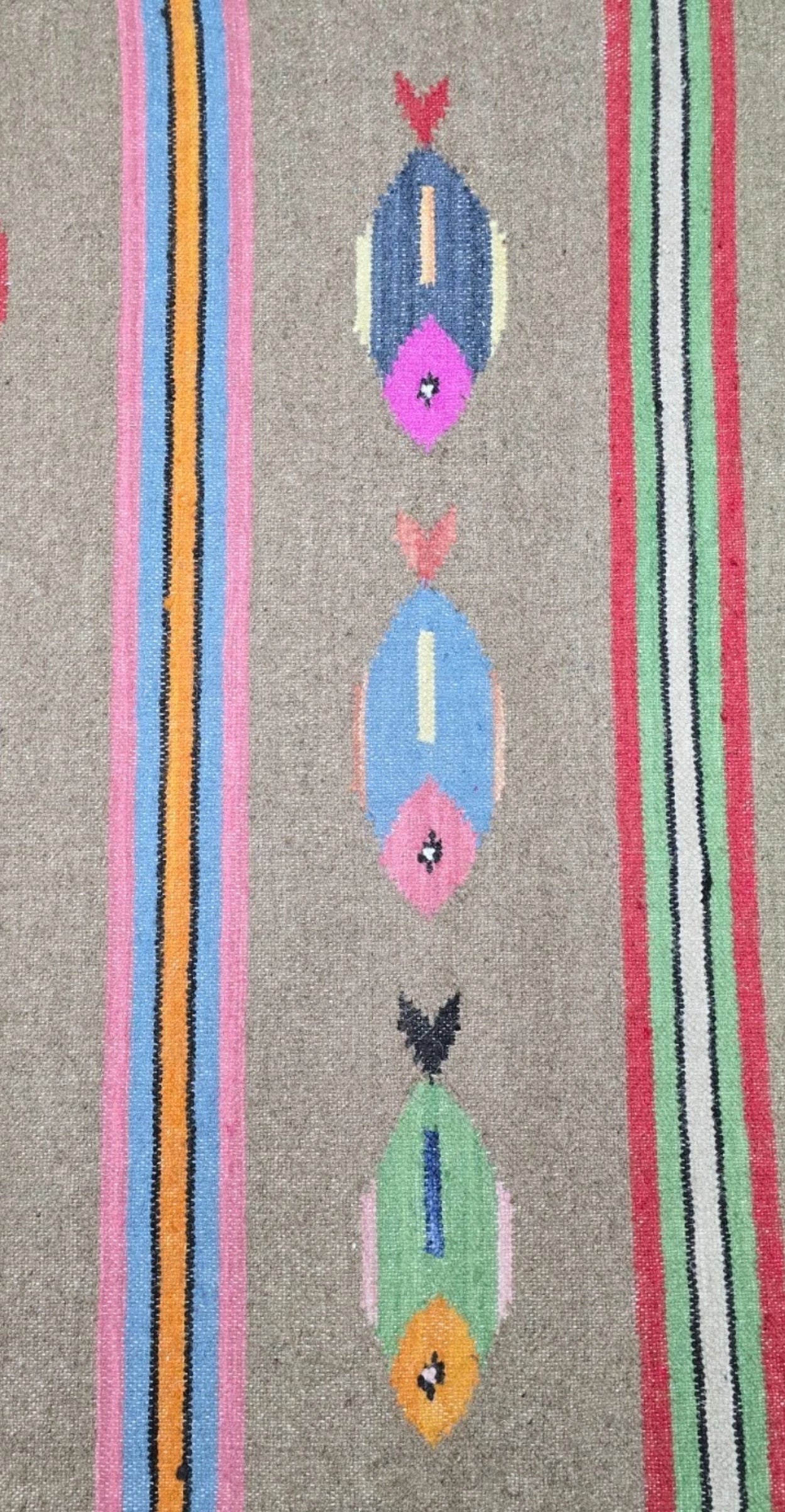 Turkish Bohemian Rug, Tree Of Life, Fish Design Turkish Rug,Hand Made 4x6 Ft