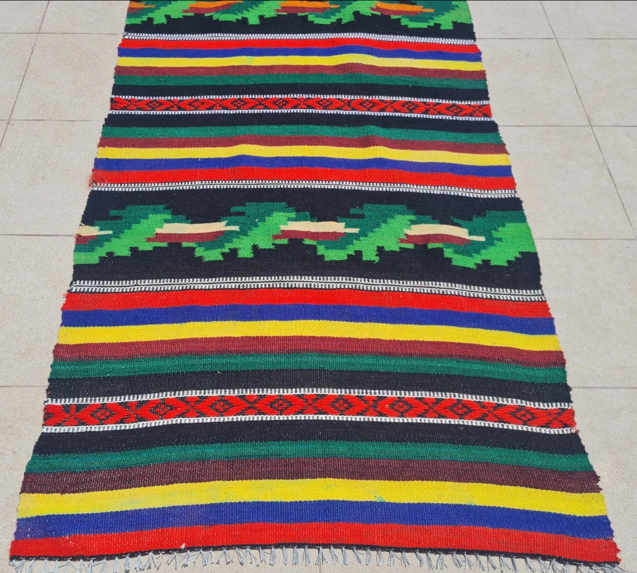 Rare Hand Knotted Vintage Russian Julkrus Kilim Kilm Wool Area Rug 5 x 3 Ft