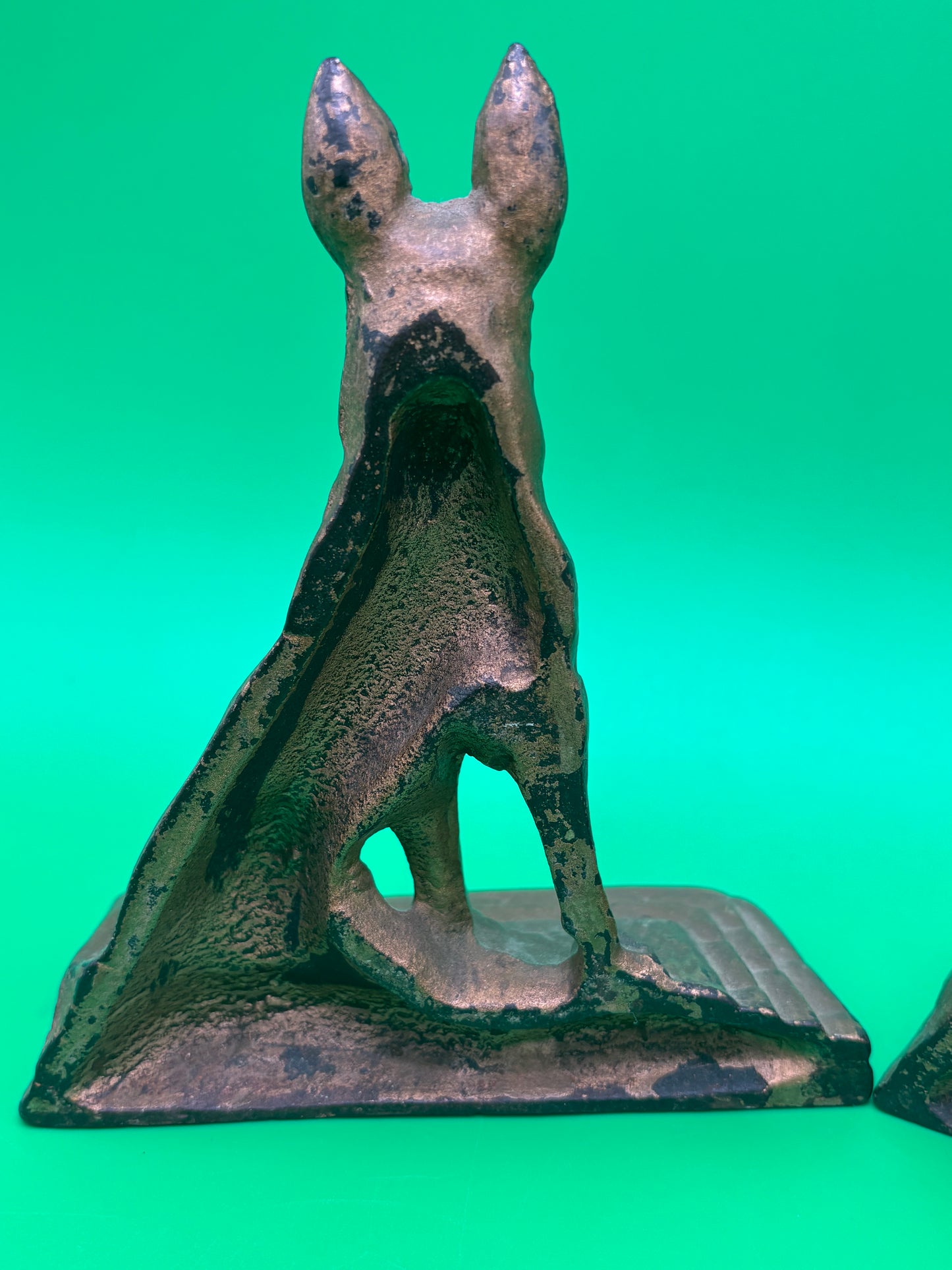 Vintage Art Deco German Shepherd Dog Bookends Pair Cast Iron Bronze Finish Heavy 6”