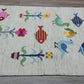 Vintage Turkish Bohemian Rug Tree of Life Fish Design Handmade 4x6 Ft Flatweave Kilim