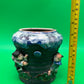 Antique Japanese Sumida Gawa Vase Signed Ban-ni Blue Drip Glaze Figural 5.25”