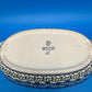 Boleslawiec Polish Pottery Oval Baker Dish Blue Green Floral #192 Poland 9”