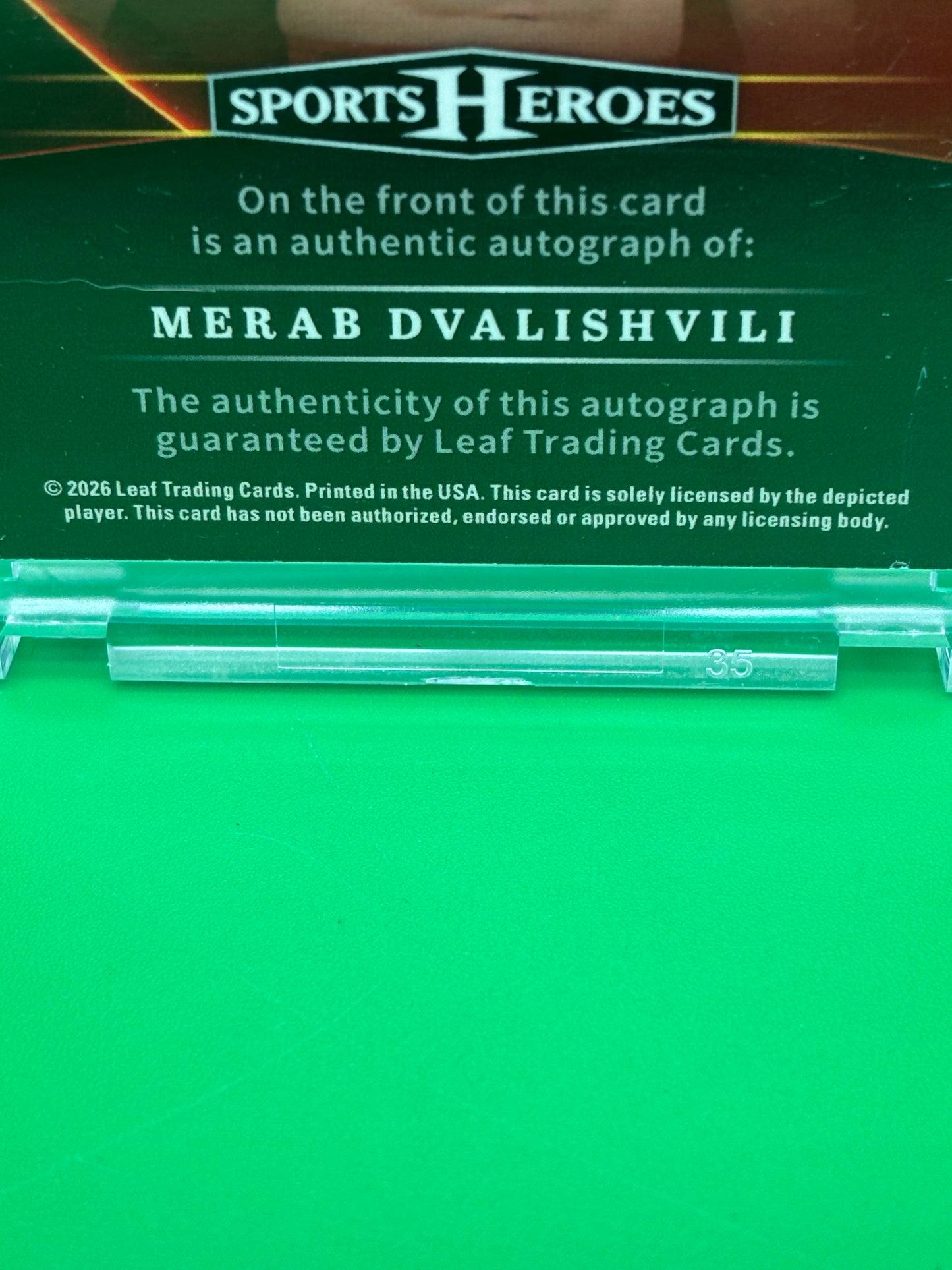 2026 Leaf Sports Heroes Merab Dvalishvili Auto 1/8 Encased Purple Wave BA-MD1