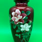 Beautiful 7 1/8'' Showa Japanese Red Gimbari Cloisonne Enamel Floral Rose Vase