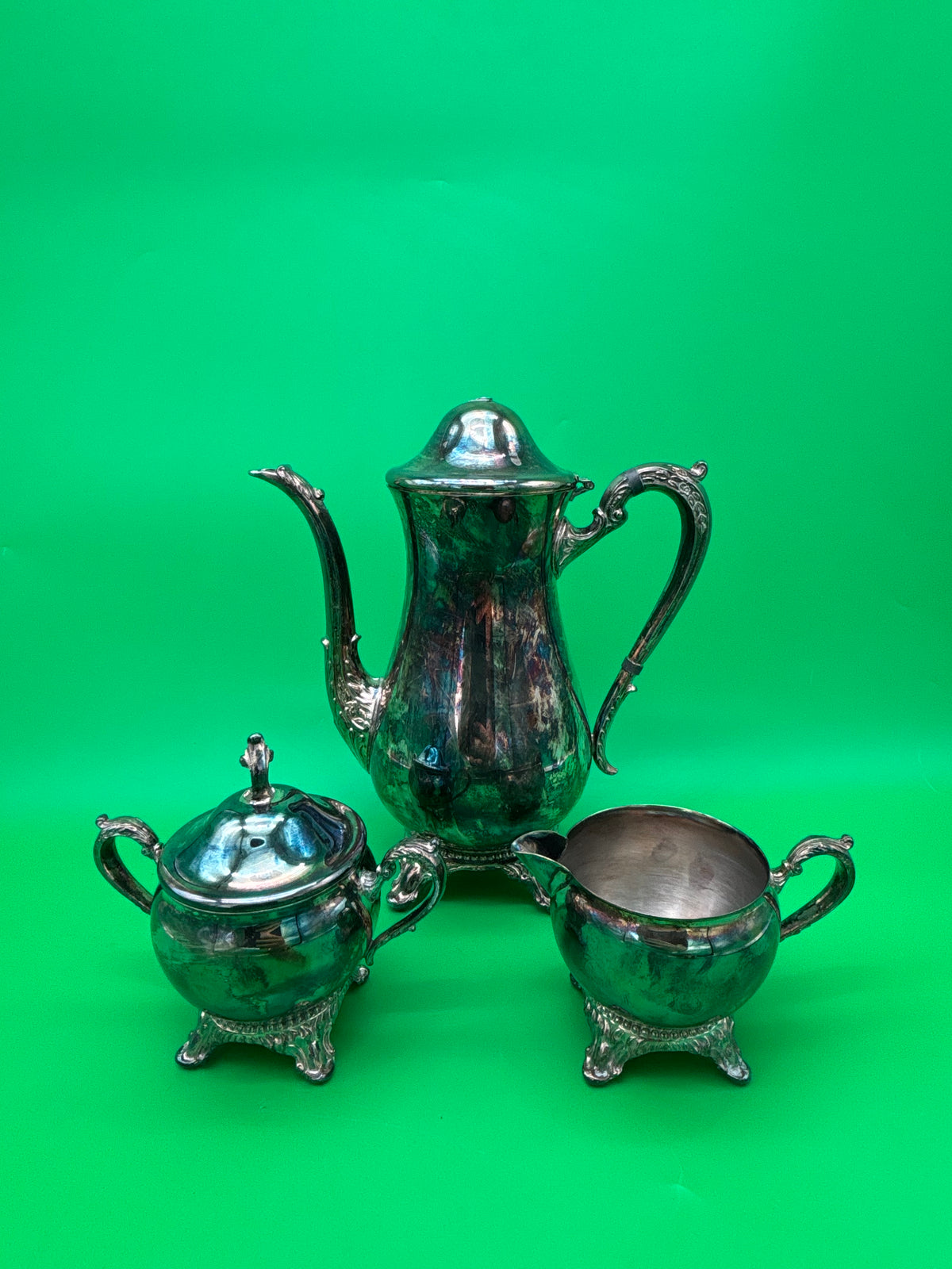 Vintage Barker Ellis England Silverplate 3-Piece Coffee / Tea Service