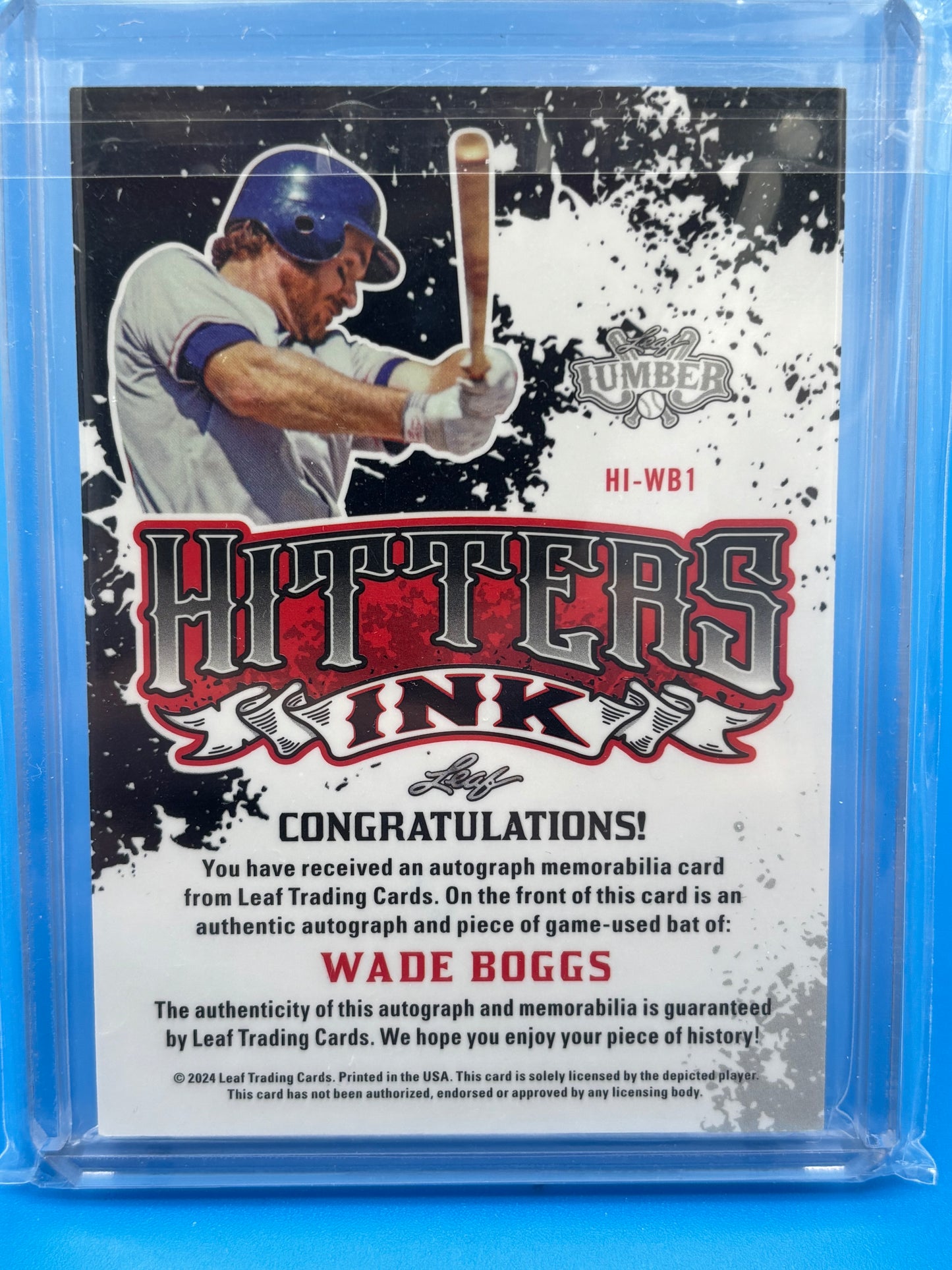 2024 Leaf Lumber Wade Boggs Auto Bat 22/25 #HI-WB1