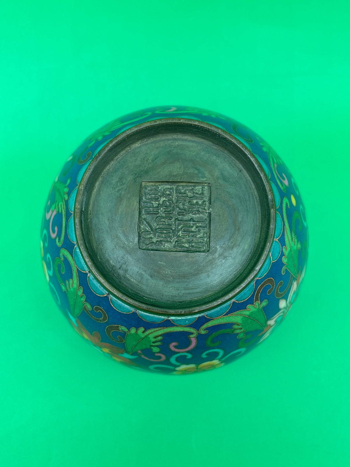 Chinese Cloisonne Enamel Copper Incense Burner Censer Qianlong Mark Floral