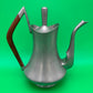 Vintage MCM Pewter Coffee Pot Wood Handle Danish Modern Style 1960s Wasundja