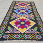 Hand Knotted Vintage Russian Julkrus Kilim Kilm Wool Area Runner Rug 7 x 3 Ft